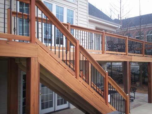 Wood Deck with Elegant Black Basket Balusters, St. Louis Mo, by Archadeck
